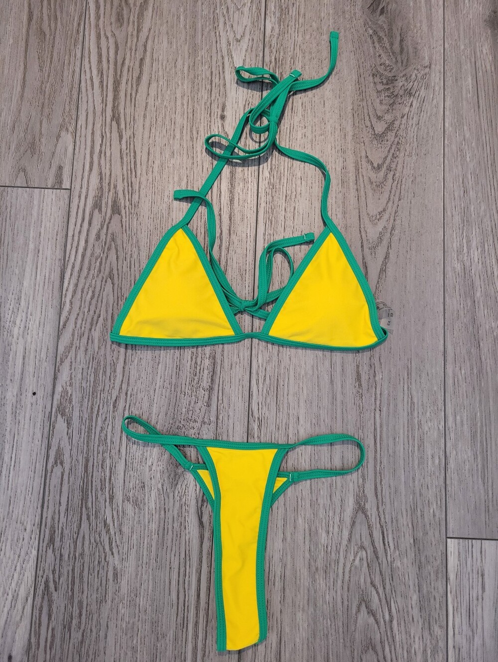 Brasil Yellow & Green  Triangle Thong Bikini Set - Women Swim Brazil